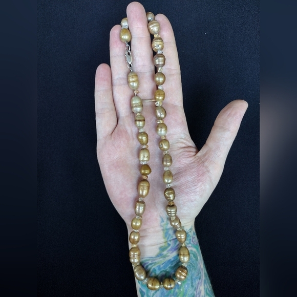 Jewelry - Freshwater Pearl Necklace With Quartz Beads Sterling Silver